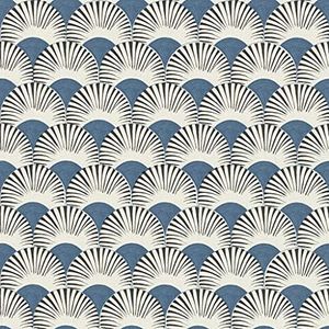 Rasch Behang 539363 uit de collectie Amazing vliesbehang met grafisch waaiermotief in wit, blauw en antraciet met lichte structuur - 10,05 m x 53 cm (L x B) behang