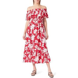 dedica Midi-jurk voor dames met allover-print, rood/wit, S