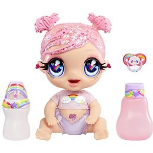 MGA'S Glitter Babyz - DREAMIA STARDUST - Babypop met 3 magische kleurveranderingen met ijskoud water, glitterroze haar, regenboogoutfit, luier, fles en fopspeenaccessoires - Vanaf 3 jaar.
