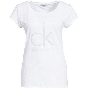 Calvin Klein Jeans Dames T-Shirt TIKOLA FOIL, effen, wit (Bright White-pt 112), 38
