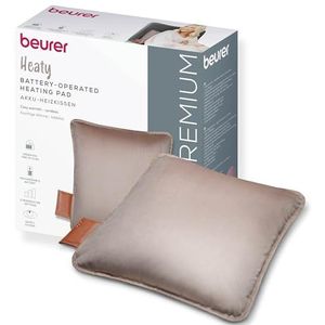 Beurer - HK 77 Heaty - Warmtekussen - Smokey Taupe - Draadloos - XL verwarmd oppervlak - 45x45 cm