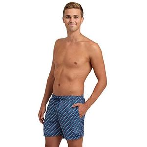 ARENA Heren Beach Boxer Allover Swim Trunks, Navy-Diagonaal Patroon Multi, S, Navy-diagonal Pattern Multi, S