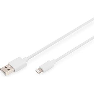 DIGITUS USB 2.0 oplaadkabel - 1,0 m - USB A (M) naar Lightning (M) - 480 Mbit/s - aansluitkabel - blister - wit