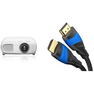 Epson V11H961040 Eh-Tw7000 4K Pro-Uhd 3Lcd-Beamer (Contrastverhouding 40.000:1, Wit En Kleurhelderheid 3000 Lumen, Zonder Luidspreker) Wit & KabelDirekt – HDMI Kabel 4K – 10 m – A.I.S Afscherming,