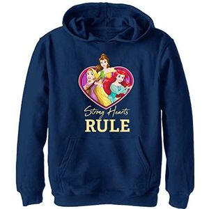 Disney Kids Princess Strong Hearts Rule Jeugd Pullover Hoodie, Navy Blue Heather, Small, Heather Navy, S