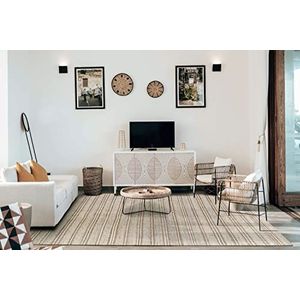 HAMID - Wol en jute tapijt Olivia, handgeweven wollen jute tapijt voor woonkamer, slaapkamer, natuurlijk wit, (160 x 230 cm)