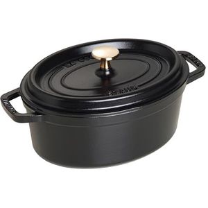 Staub Cocotte Braadpan, Oval 23 cm, 2,35 L, Zwart - Ge�ëmailleerd gietijzer, Vaatwasmachinebestendig