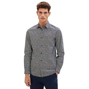 TOM TAILOR Regular fit overhemd met patroon voor heren, 32297-navy grid design, XXL