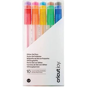 Cricut 2009964 Glitter Gel Pen Set Rainbow Fijne steek 0,8 mm 10 Pack voor een joy-toepassing, 10 stuks,Veelkleurig