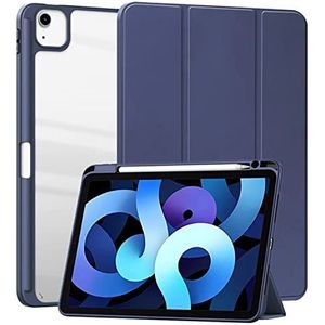 HUEZOE Beschermhoes compatibel met iPad Pro 11 2021/2020/2018, iPad Air 5 2022/iPad Air 4 2020, Smart Cover met harde achterkant, met penhouder, auto-slaap / blauw l marineblauw