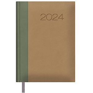 Dohe - Kalender 2024 - Dagpagina - Medium: 14 x 20 cm - 336 pagina's - Ingenaaide omslag - Hardcover - Groen en Kameel - Model Orleans