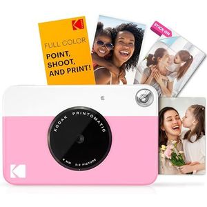 Kodak Printomatic digitale instant printcamera - full colour prints op ZINK 2 x 3 inch fotopapier met kleverige achterkant (roze) afdrukgeheugen direct (USB niet inbegrepen)
