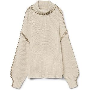 VERO MODA Vmnewcream Ls Coltrui Boo, Birch/Detail: w. Silver Mink, L