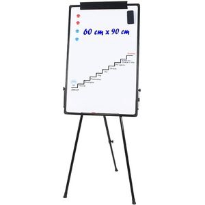 TUKA-i-AKUT Magnetisch Flipover-Ezel Whiteboard 90X60cm met Stand, Hoogte Verstelbaar, Opvouwbaar Tripod Flipchart Whiteboards met Papierhouder Alu Omlijsting, Beschrijfbaar Afwisbaar, TKD8710 Zwart