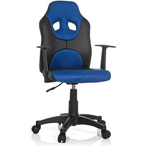 hjh OFFICE 670800 kinderdraaistoel KID GAME AL, kunstleer, zwart/blauw, kinderbureaustoel stoel met armleuning, in hoogte verstelbaar