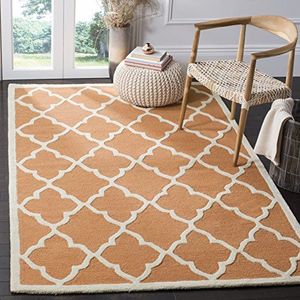 SAFAVIEH Modern tapijt voor woonkamer, eetkamer, slaapkamer - Cambridge Collection, korte pool, koraal en ivoor, 91 x 152 cm