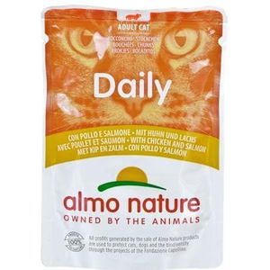 Almo Nature Daily Katzenfutter mit Huhn und Lachs Alleinfutter für erwachsene Katzen,Nassfutter- 30er Pack (30 x 70 g)
