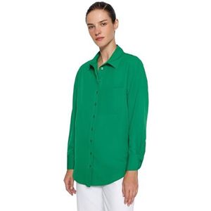 Trendyol Dames rechte lange mouwen plus size overhemd shirt, emerald green, 38