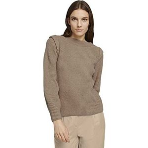 TOM TAILOR Dames Pullover met schoudervullingen 1027522, 27775 - French Clay Beige Melange, M