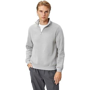 Koton Sweatshirt met lange mouwen voor heren, halve rits, hoge hals, grijs (031), S