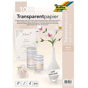 folia 87400, transparant papier, DIN A4, 10 vellen, wit, veelzijdig inzetbaar