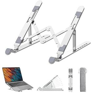 Draagbare PC Stand 7 Niveaus Verstelbare PC Riser Koeling Opvouwbare PC Houder Aluminium voor MacBook Air/Dell/HP/Lenovo Laptop Riser Zilver 26.3 * 4.4 * 1.8cm