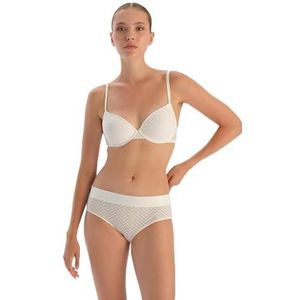 Dames Off White Premium Lace and Rubber Detail Hipster Slips, S, off-white, S