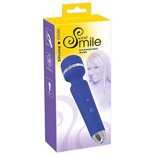 Sweet Smile Rechargeable Wand - oplaadbare stimulator voor vrouwen en paren, zachte vibrator met 20 trilniveaus, massagestaaf, blauw