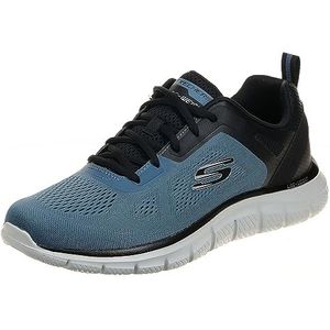 Skechers Track Broader Sneakers voor heren, Blauwe Mesh Pu Zwarte Trim, 48.5 EU