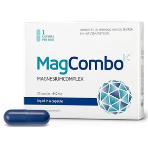 MagCombo - Geconcentreerd zuiver magnesium, (speciale) olieformule voor maximale opname, verrijkt met vitamines B2, B6, B12 en C, 1 capsule per dag, in laboratorium getest. (Verpakking van 1)