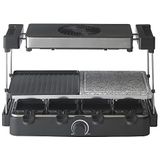 Trebs Raclette Grill 15100 rakel met capuchon - Steengrill - Teppanyaki - 8 rakelpannen - Dubbel antiaanbaklaag - 1300 W - Zwart