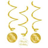 PD-Party 7023102 Hangende Swirl Decoratie | Hanging Swirls | Feest | Viering - 18, Goud/Wit, 14cm Lengte x 14cm Breedte x 70cm Hoogte
