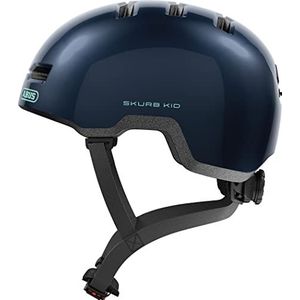 ABUS kinderhelm Skurb Kid - robuuste fietshelm in skaterlook met ruimte voor een vlecht of staart in diverse designs - voor meisjes en jongens - blauw, maat S