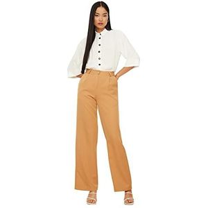 Trendyol Vrouwen Plus Size Hoge Taille Rechte Pijpen Plus Size Jeans, Bruin, 60