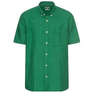 camel active - Korte Mouwen Overhemd - Dennengroen - Linnen-Katoenmix