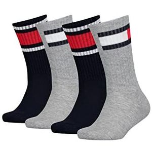 Tommy Hilfiger Unisex kindervlag 4 Pack Ecom Crew Sock, middle grey melange navy, 27-30