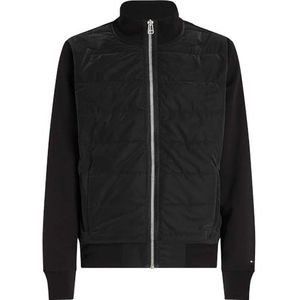 Tommy Hilfiger Heren MIX MEDIA ZIP THRU STAND CLR MW0MW35543, Zip Through Sweatshirt, Zwart, XXL, Zwart (zwart), XXL