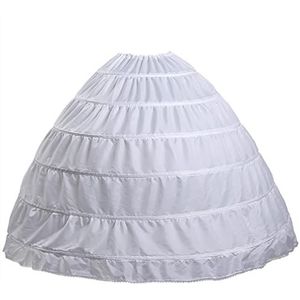 Vrouwen crinoline petticoat 6 hoepelrok A-lijn slip vloerlengte onderrok voor bruidsjurk baljurk, Wit, Medium-XX-Large Petite