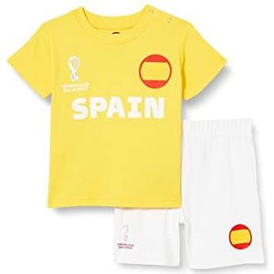 FIFA Unisex Kids Officiële Fifa World Cup 2022 Tee & Short Set - Spanje - Away Country Tee & Shorts Set (pak van 1), Geel/Wit, 18 Maanden