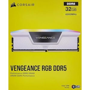 CORSAIR VENGEANCE RGB DDR5 RAM 32GB (2x16GB) 6000MHz CL30 Intel XMP iCUE Compatibel Computergeheugen - Wit (CMH32GX5M2B6000C30W)