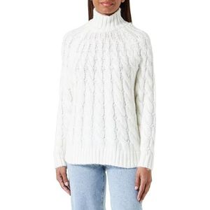 Trendyol Dames haarvlecht met lange mouwen reguliere sweater, ecru, L