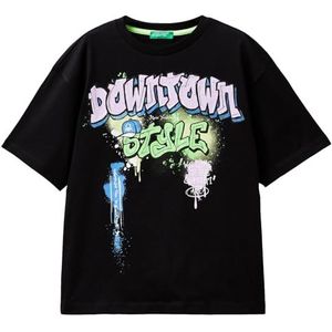 United Colors of Benetton T-shirt voor kinderen en jongeren, Zwart, 150