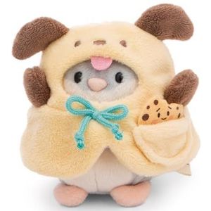 Set Knuffeldier Hamster Shai 8 cm met koek & Hondenkostuum in Geschenkdoos 8,5x6,5x10 cm grijs - Zacht speelgoed gemaakt van pluche, schattig pluchen knuffeldier om mee te knuffelen en te spelen
