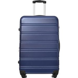 Merax Koffer trolley, harde ABS-koffer, bagage, lichte reiskoffer, handbagage, uitbreidbaar, 4 wielen, combinatieslot, XL-74,5 x 50,5 x 31,5 cm, blauw, blauw, X-Large, Harde koffer