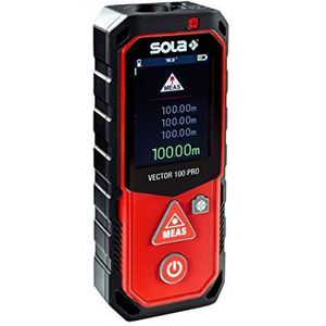 SOLA Vector 100 Pro laserafstandsmeter, afstandsmeter, 100 m, met bluetooth en camera, perfect voor indirecte metingen, lasermeetapparaat met hellingssensoren en touchscreen