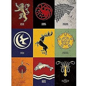 Game Of Thrones ""Sigils"" Canvas Print, katoen, meerkleurig, 3,20 x 60,00 x 80,00 cm