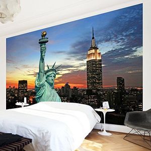 Apalis Vliesbehang New York at Night fotobehang breed | vliesbehang wandbehang foto 3D fotobehang voor slaapkamer woonkamer keuken | meerkleurig, 94732