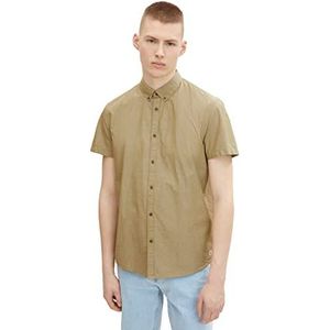 TOM TAILOR Denim Uomini Slimfit shirt met korte mouwen 1029828, 28938 - Olive White Dobby Structure, XXL