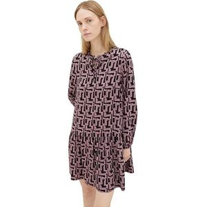 TOM TAILOR Damesjurk, 33990 - Zwart Paars Abstract Design, 36