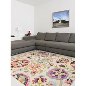 benuta tapijt Casa Multicolor/Beige 160x230 cm | Modern tapijt voor woon- en slaapkamer